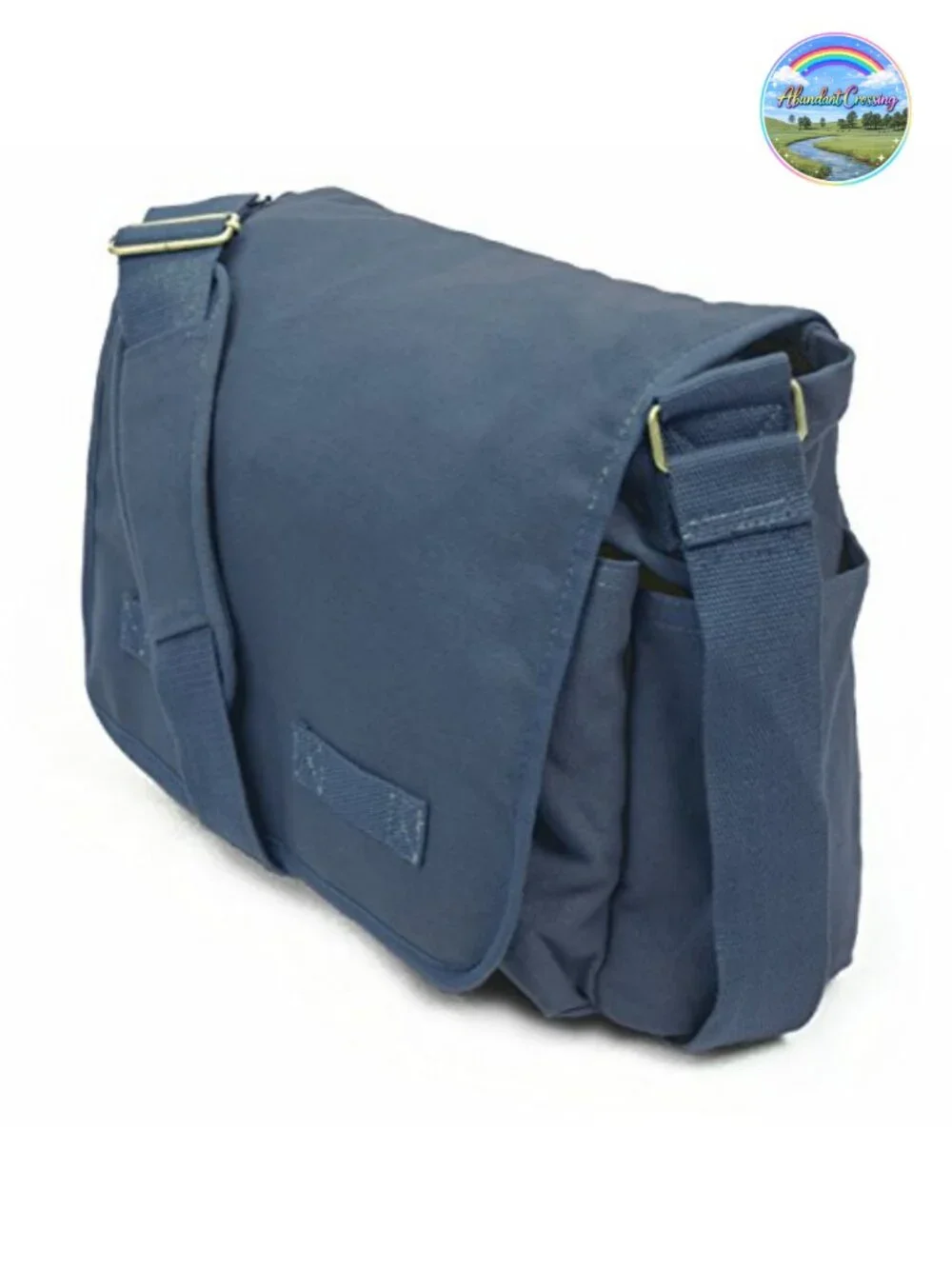 Cotton Canvas Messenger Shoulder Bag Padded Adjustable Strap Travel School
